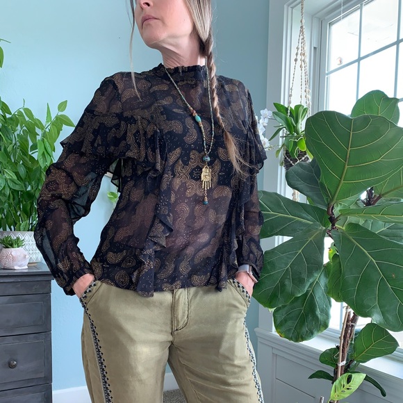 Lucky Brand Sheer Ruffled Blouse - Picture 2 of 4